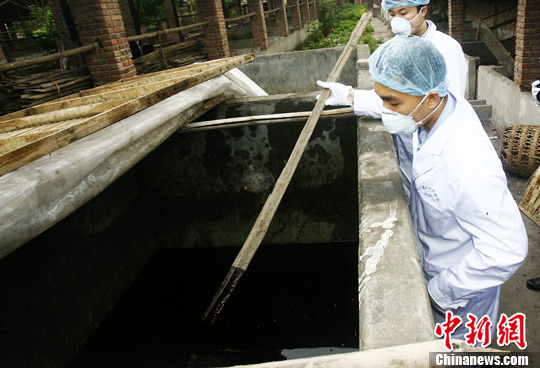 資料圖：檢測人員對警方查獲的制售潲水油窩點內(nèi)的半成品油進(jìn)行檢測。<a target=&apos;_blank&apos; href=&apos;http://www.chinanews.com/&apos; _fcksavedurl=&apos;http://www.chinanews.com/&apos;></table><p align=